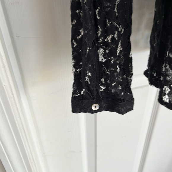 BCBG MaxAzria black lace button down shirt - Picture 9 of 11
